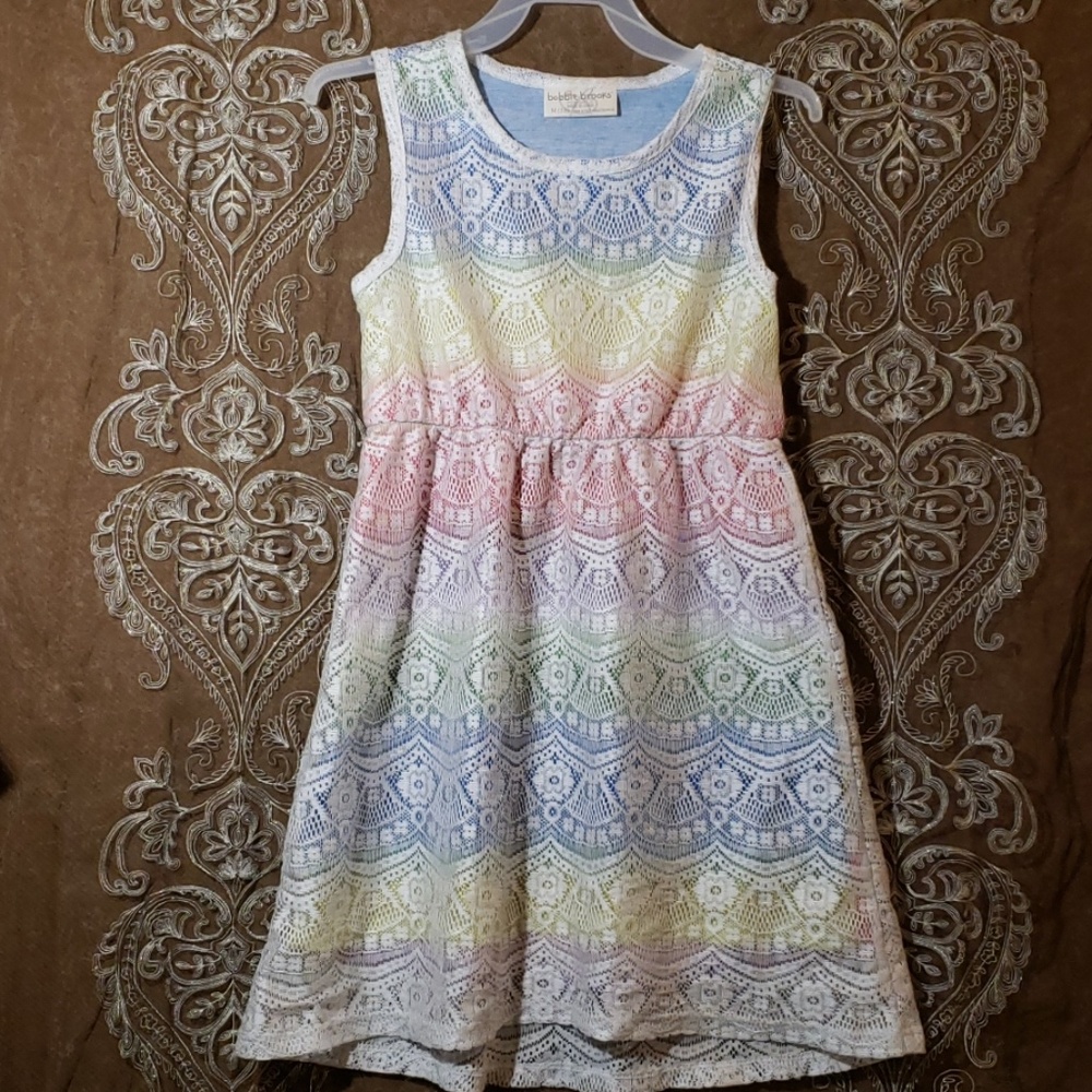 Girls Rainbow & Lace Dress